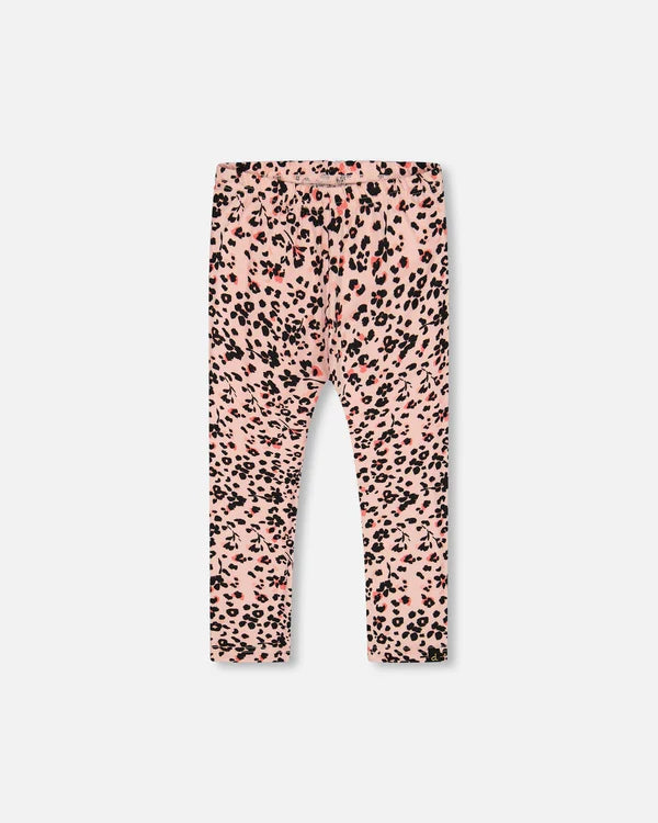 deux par deux Girls Leggings Pink Printed Leopard Flowers