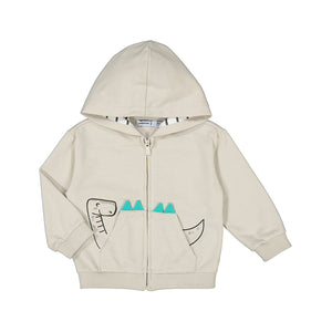 Mayoral Boys Fleece Zip Dino Hoodie - Bone