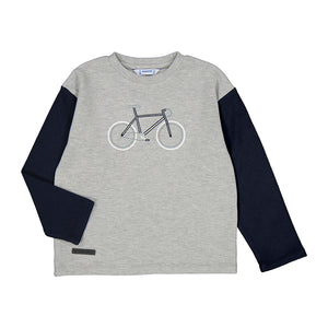 Mayoral Boys Long Sleeve Bike T-Shirt - Bright Ash