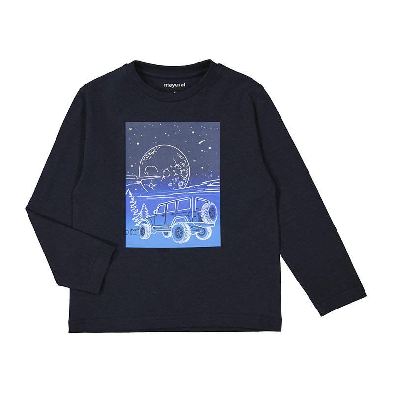 Mayoral Boys Long Sleeve Glow in the Dark T-Shirt - Blue Black