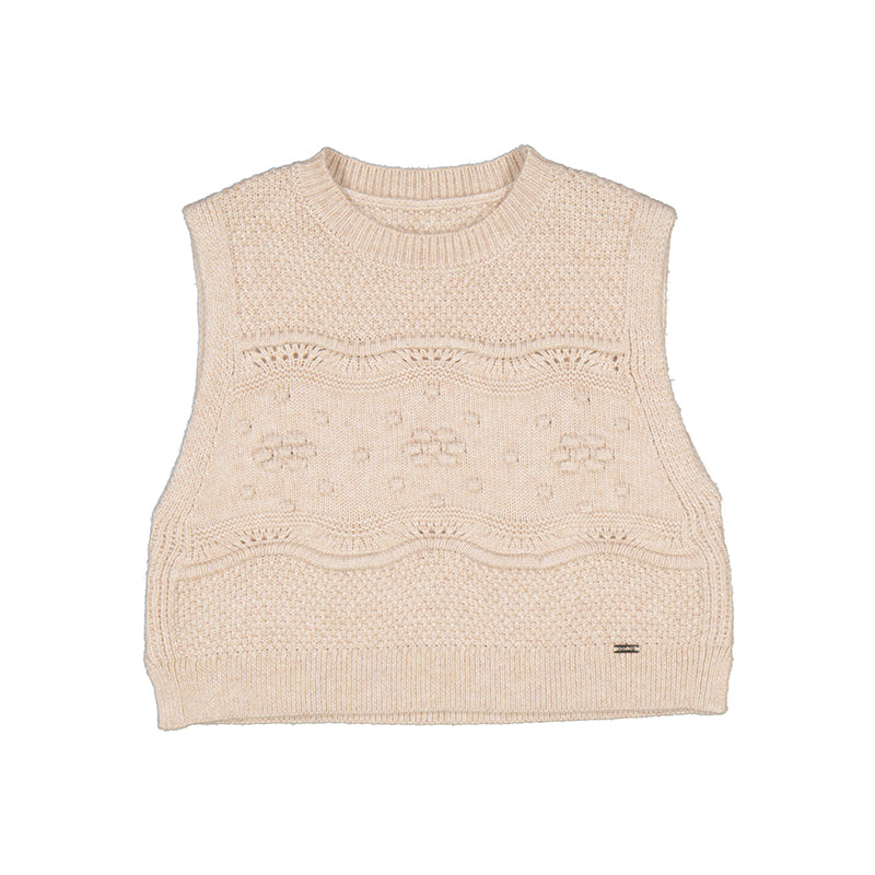 Mayoral Girls Knit Vest - Sand