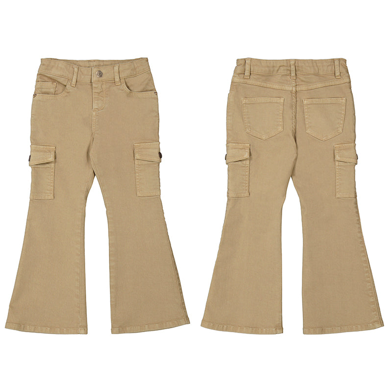 Mayoral Girls Flared Cargo Pants - Brown