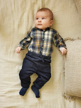 Load image into Gallery viewer, Minymo Baby Boys Long Sleeve Flannel Plaid Bodysuit - Parisian Night
