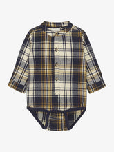 Load image into Gallery viewer, Minymo Baby Boys Long Sleeve Flannel Plaid Bodysuit - Parisian Night
