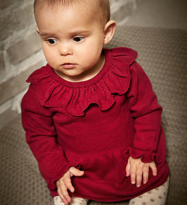 Minymo Baby Girls Long Sleeve Knit Dress - Rio Red