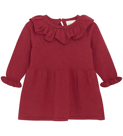 Minymo Baby Girls Long Sleeve Knit Dress - Rio Red