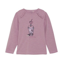 Load image into Gallery viewer, Minymo Girls Long Sleeve Smoothie T-Shirt - Orchid Haze
