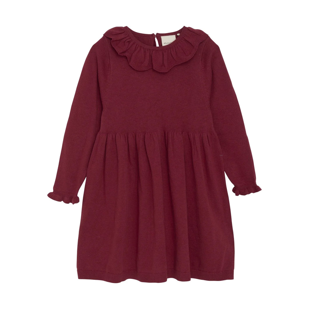 Minymo Girls Long Sleeve Knit Dress - Rio Red