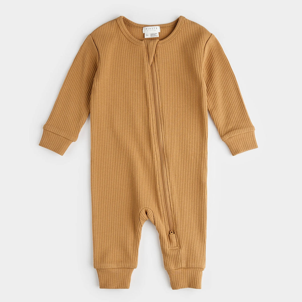 Petit Lem Firsts Baby Modal Rib Sleeper - Yellow Gold