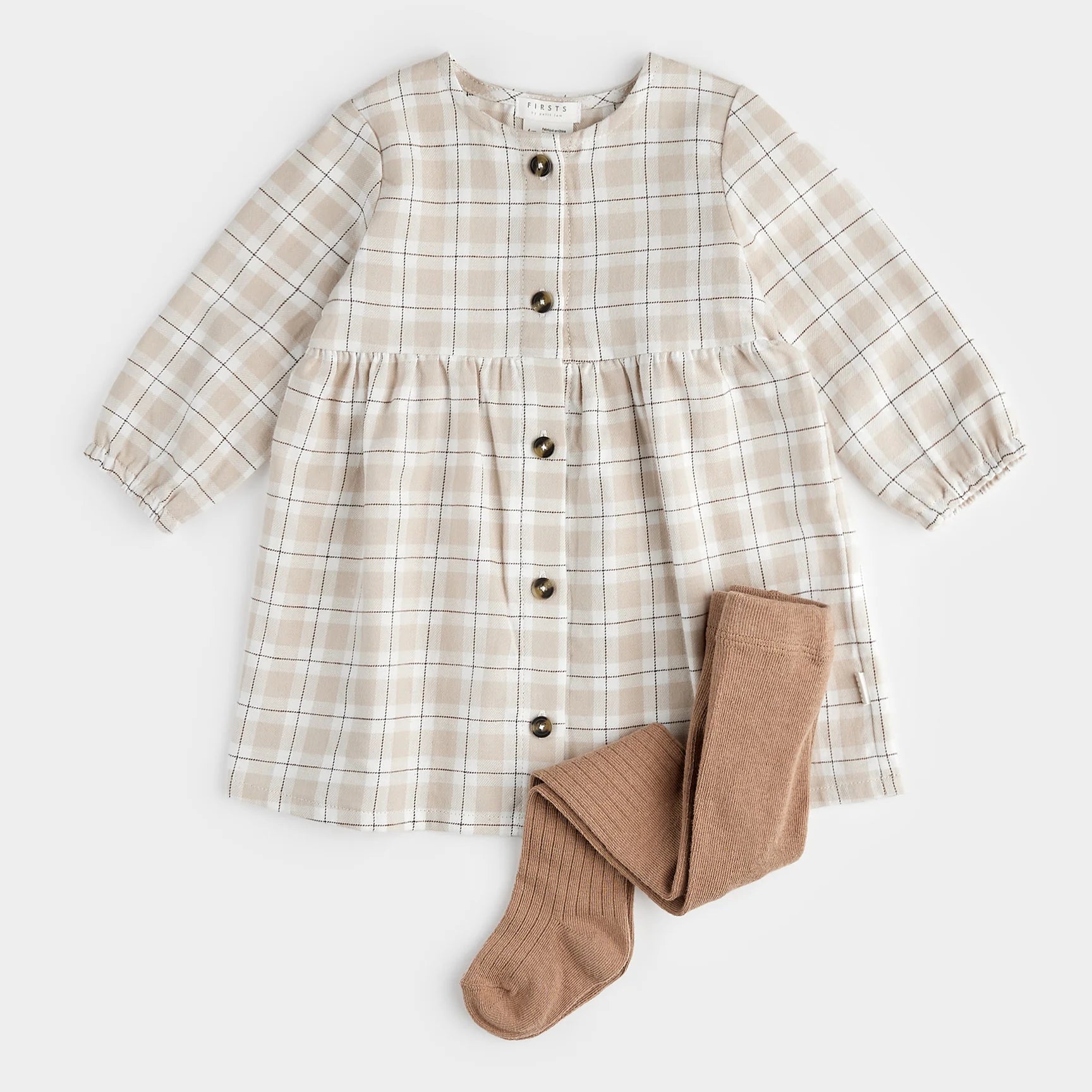 Petit Lem Firsts Baby Girls Dune Plaid Poplin Dress Set Chicken Little Shop