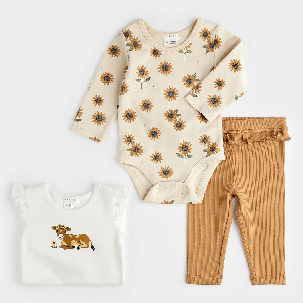 Petit Lem Firsts Baby Girls Calf Print 3pc Set