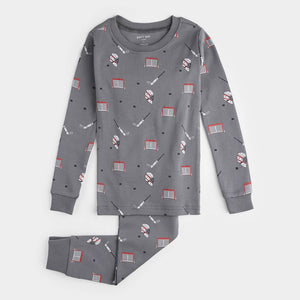 Petit Lem Boys Hockey Gear Print on Cadet PJ Set