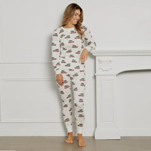 Load image into Gallery viewer, Petit Lem Women&#39;s Festive Cars Print on Off-White PJ Set
