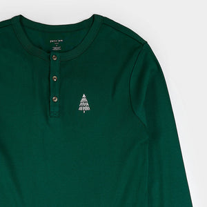 Petit Lem Men's Festive Firs on Evergreen Henley PJ Set