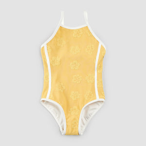 Miles the Label Girls Hibiscus Print on Golden Hour Plush Swimsuit