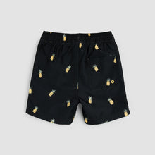 Load image into Gallery viewer, Miles the Label Boys Pineapple Print on Black Swim Trunks
