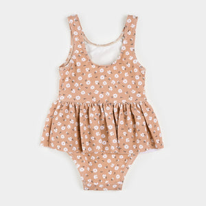 Petit Lem Girls Ditsy Daisies Print on Wild Rose Skirted Swimsuit