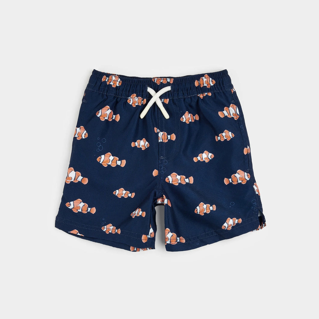 Petit Lem Boys Clownfish Print on Dress Blues Swim Trunks