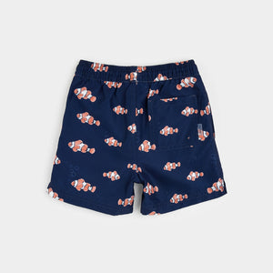 Petit Lem Boys Clownfish Print on Dress Blues Swim Trunks