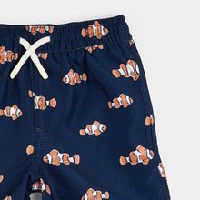 Load image into Gallery viewer, Petit Lem Boys Clownfish Print on Dress Blues Swim Trunks
