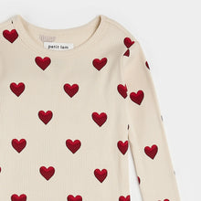 Load image into Gallery viewer, Petit Lem Heart Print on Ribbed Antique PJ Set
