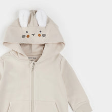 Load image into Gallery viewer, Petit Lem Baby Hooded Bunny Crème Playsuit
