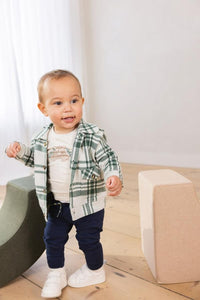 Noppies Baby Boys Long Sleeve Plaid Grenade Shacket - Garden Topiary