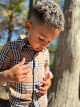 Load image into Gallery viewer, Me &amp; Henry Boys Atwood Woven Shirt - Brown/Black/Red Plaid
