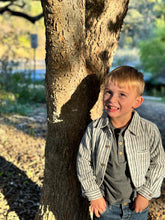 Load image into Gallery viewer, Me &amp; Henry Boys Atwood Woven Shirt (Lined) - Cream/Black Stripe
