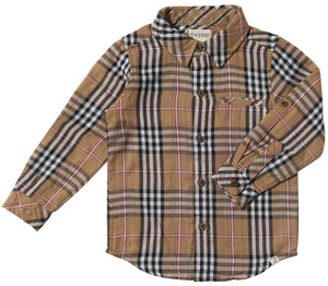 Me & Henry Boys Atwood Woven Shirt - Brown/Black/Red Plaid