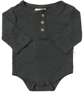 Me & Henry Baby Boys Aynor Rib Onesie - Charcoal