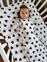 Load image into Gallery viewer, Bambi &amp; Birdie Sleep Sack - Black Heart (1.5 tog)
