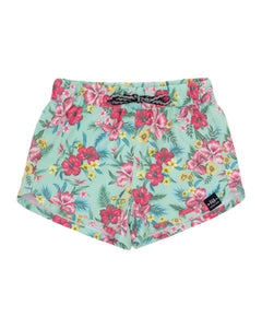 Feather 4 Arrow Girls Castaway Beach Short - Teal Tropics