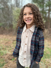 Load image into Gallery viewer, Me &amp; Henry Boys Erin Hooded Shirt - Blue/Grey Plaid
