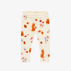 Souris Mini Baby Girls Velvet Fox Print Leggings - Cream