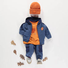 Load image into Gallery viewer, Souris Mini Baby Boys French Terry Colour Block Hoodie - Blue
