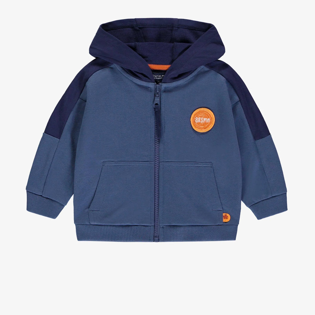 Souris Mini Baby Boys French Terry Colour Block Hoodie - Blue