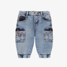 Load image into Gallery viewer, Souris Mini Boys Stretch Denim Jogger Style Cargo Pants - Light Wash
