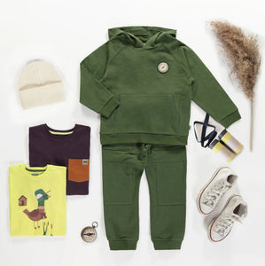 Souris Mini Boys Relaxed Fit Pant in French Terry - Green