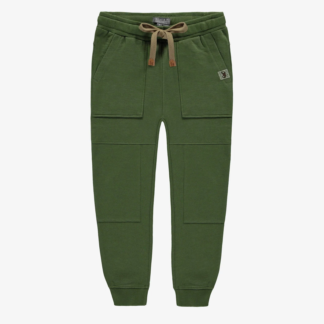 Souris Mini Boys Relaxed Fit Pant in French Terry - Green