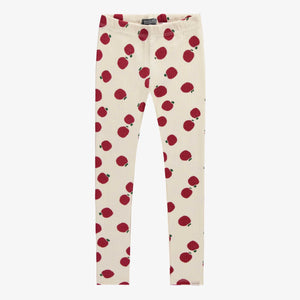 Souris Mini Girls Rib Knit Apple Leggings - Cream