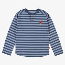 Load image into Gallery viewer, Souris Mini Boys Striped Henley Jersey T-Shirt - Blue
