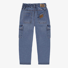 Load image into Gallery viewer, Souris Mini Girls Stretch Denim Cargo Pants - Light Wash
