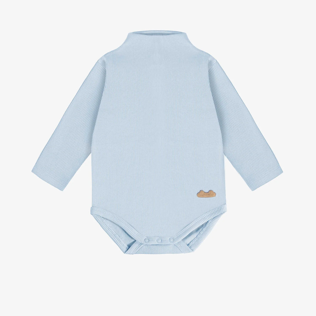 Souris Mini Baby Boys Ribbed Knit Bodysuit - Light Blue