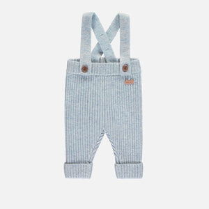 Souris Mini Baby Boys Mottled Knit Pants w/Straps - Light Blue