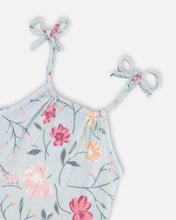 Load image into Gallery viewer, deux par deux Baby Girls Muslin Romper - Light Blue With Printed Romantic Flowers
