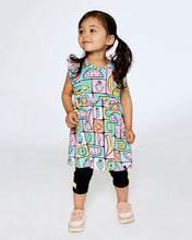 Load image into Gallery viewer, deux par deux Girls Organic Cotton Jersey Tunic And Capri Set - Printed Fruits Square
