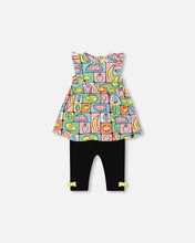 Load image into Gallery viewer, deux par deux Girls Organic Cotton Jersey Tunic And Capri Set - Printed Fruits Square

