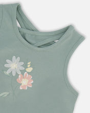 Load image into Gallery viewer, deux par deux Girls Organic Cotton Tank Top With Print - Olive Green
