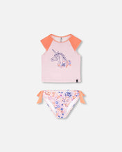 Load image into Gallery viewer, deux par deux Girls Two Piece Rashguard Swimsuit - Lavender Printed Fields Flowers
